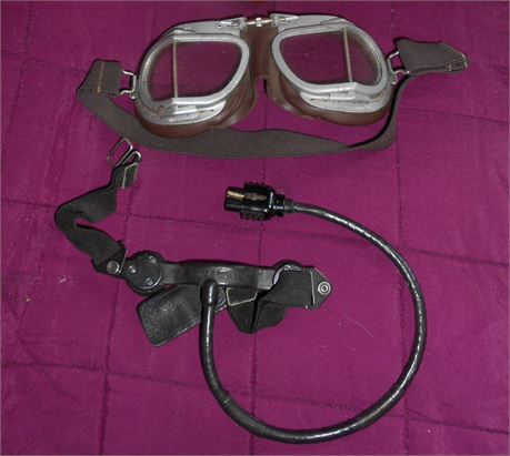 Mk 8 FLYING GOGGLES AND THROAT MIKE AS USED IN WW2