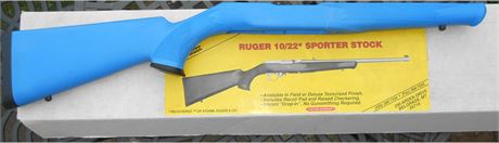 RUGER 10/22 RIFLE STOCK IN BLUE HARD WEARING PLASTIC COMPOSITION